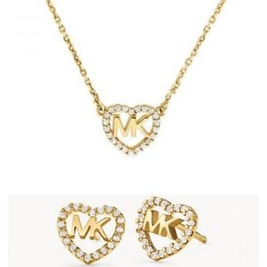 NEW Michael Kors Crystal Heart Necklace and Earrings Set